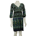 London Times Women's Long-sleeve V-neck Dress