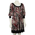 London Times Women's Long-sleeve Printed Dress