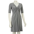 London Times Women's 3/4-sleeve Gathered-front Dress