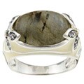 Chateau D' Argent Sterling Silver Labradorite Floral Fashion Ring