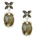 Chateau D' Argent Sterling Silver Labradorite Floral Fashion Earrings
