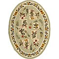 Hand-hooked Garden Wool Rug (4'6 x 6'6 Oval)