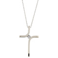 10k White Gold Diamond Cross Necklace