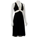 Jessica Howard Women's Black/ Ivory V-neck Jersey Dress