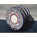 Set of 4 Handcrafted Tabarka Design 7-inch Saucers (Tunisia)
