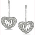 10k White Gold 1/10ct TDW Diamond Heart Earrings