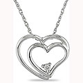 10k White Gold Diamond Double-heart Pendant Necklace (I-J, I2)