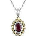 10k Two-tone Gold Ruby Oval Necklace