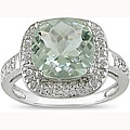 14k Gold Green Amethyst and 1/8ct TDW Diamond Ring (H-I, I1)