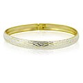 Two-tone Sterling Silver Diamond-cut Flex Bangle