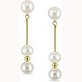 14k Yellow Gold Freshwater Pearl Drop Earrings (6-6.5 mm)