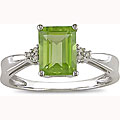 10k White Gold Peridot and Diamond Accent Ring