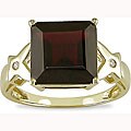 10k Yellow Gold Garnet and Diamond Accent Ring