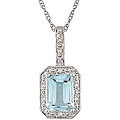 10k White Gold Blue Topaz and Diamond Necklace