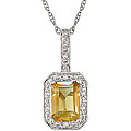 10K White Gold Citrine and Diamond Pendant|10K White Gold Ci
