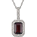 10k White Gold Garnet and Diamond Pendant