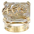 18k Gold Rutilated Quartz Vine Estate Cocktail Ring (Size 6)