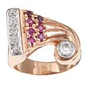 14k Pink Gold 1/2ct TDW Diamond/ Ruby Estate Ring (J, SI2) (Size 4.5)
