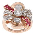 14k Pink Gold 3/4ct TDW Diamond/ Ruby Estate Ring (J, SI2) (Size 5)