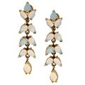 14k Yellow Gold Opal Dangling Clip-on Estate Earrings