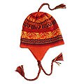 Alpaca wool chullo hat, 'Sun God' (PERU)