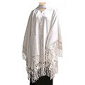 Alpaca wool poncho and scarf, 'Snow' (PERU)