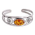 Silver Amber 'Golden World' Cuff Bracelet (India)