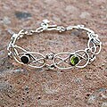Silver Multi-gemstone 'Gordian Knot' Cuff Bracelet (India)