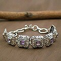 Silver Amethyst 'Graceful' Link Bracelet (India)