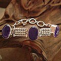 Silver Amethyst 'Mystical Mirrors' Bracelet (India)