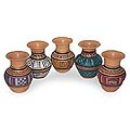 Set of Five 'Ancestral Visions' Cuzco Vases (Peru)