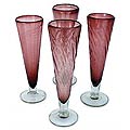 Set of 4 Extra-tall 'Amethyst Elegance' Champagne Flutes (Mexico)