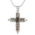 Silver Garnet/ Amethyst 'Scarlet Cross' Necklace (India)