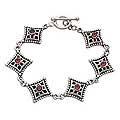 Garnet charm bracelet, 'Temple Window' (INDONESIA)