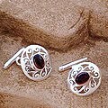 Garnet cufflinks, 'Royal Red Rose' (INDIA)