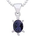 Silver Iolite 'Crystal Turtle' Pendant Necklace (India)