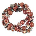 Set of 3 Jasper/ Leopardite 'Red Energy' Bracelets (Brazil)