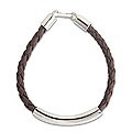 Leather 'Brown Silver Light' Braided Bracelet (Thailand)