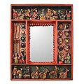 Handcrafted 'Fiesta in My Homeland' Nativity Mirror (Peru)