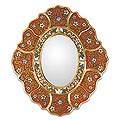 Hand-painted 'Floral Crimson' Mirror (Peru)