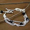 Sterling Silver 'Forever' Onyx Bracelet (India)