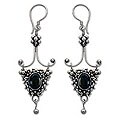 Sterling Silver 'Black Iris' Onyx Drop Earrings (Indonesia)