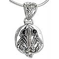 Sterling Silver 'Frog Prince' Onyx Necklace (Indonesia)