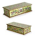 Pair of Painted Glass 'Ruby' Boxes (Peru)
