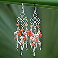 Pearl and Carnelian 'Illusions' Chandelier Earrings (Thailand)