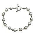 Silver 'Sterling Contrasts' Pearl Link Bracelet (Indonesia)