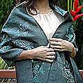 Silk and Cotton 'Emerald Foliage' Shawl (Thailand)