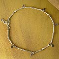 Sterling Silver 'Shy Flowers' Anklet (India)
