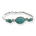 Sterling Silver 'Mystique' Reconstituted Turquoise Bangle (India)