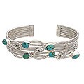 Sterling Silver Flowering Vines Turquoise Bracelet (Indonesia)